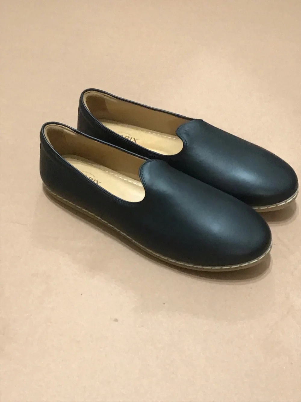 CHARIX Black Leather Slip-On Loafers with Tan Insole Size 46 US 12